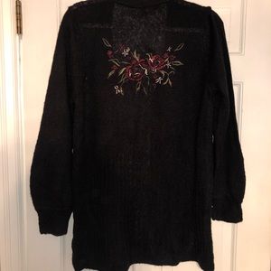 Black Cardigan Sweater W/ Design!